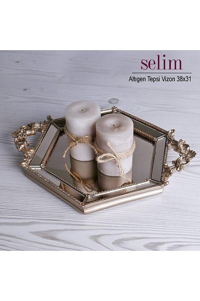 Selim Hexagonal Mink Mirrored Tray