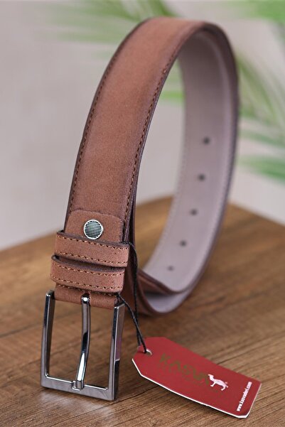 KASVA DERİ 3.5 Cm Brown Suede Faux Classic Belt