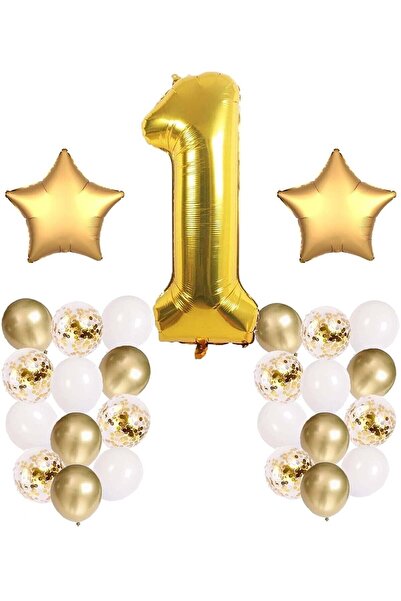 BEST PARTİ DOĞUM GÜNÜ PARTİ SÜSLERİ Gold Concept 1 Year Birthday Celebration ...