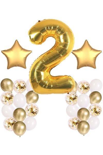BEST PARTİ DOĞUM GÜNÜ PARTİ SÜSLERİ Gold Concept 2 Year Old Birthday Celebrat...