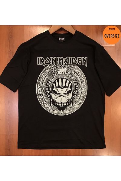 Orijin Tekstil Iron Maiden the Book of Souls Printed Oversize Black Tshirt