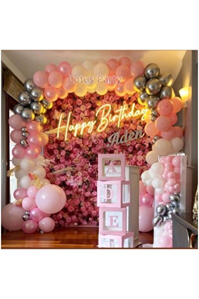 LOTUS PARTY 100 Pieces - Balloon Chain Set - ( Pink - White - Chrome Silver C...