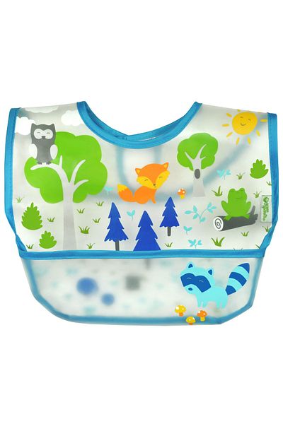 iplay 9-18months Blue Baby Boy Leakproof Eva Fabric Food Bib with Velcro and Pockets