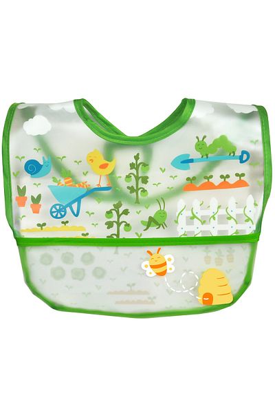 iplay 9-18months Green Unisex Baby Leakproof Eva Fabric Food Bib with Velcro and Pockets
