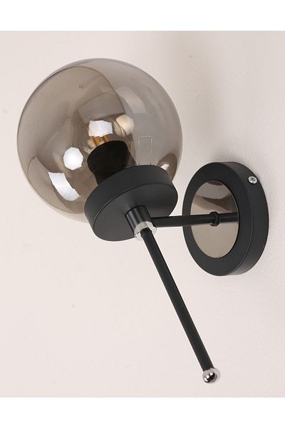 MŞ Aydınlatma E27 Tokyo Black Chrome Metal Smoked Glass Beige Modern Application