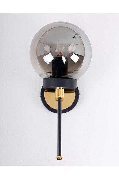 MŞ Aydınlatma Tokyo Black Gold Smoked Glass Sconce