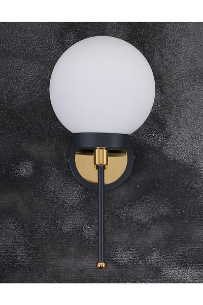 MŞ Aydınlatma Tokyo Black Gold White Glass Sconce