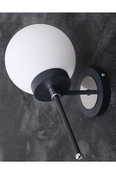 MŞ Aydınlatma Tokyo Black Chrome White Glass Sconce