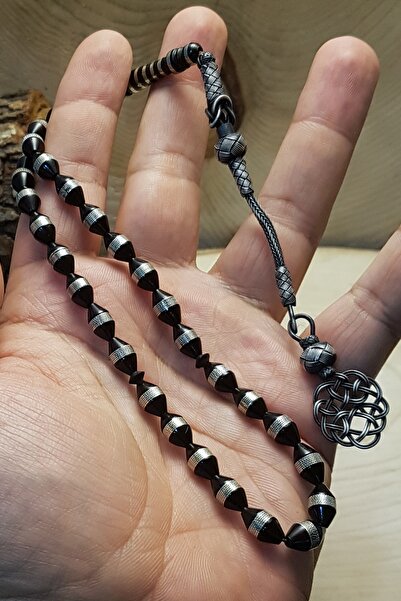 OTTOTESBİH Barley Cut Blackened Kuka Rosary Silver Tassel