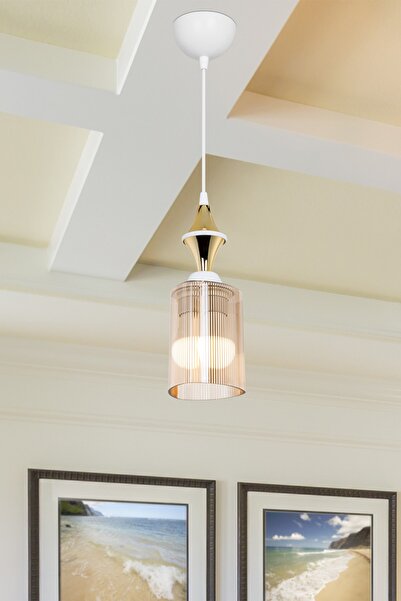 Modelight Akses Beyaz Karo Gold Tekli Üçgen Bal Sarkıt