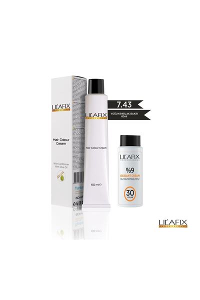 Lilafix 7.43 Yoğun Parlak Bakır Krem Tüp Boya + 30 V Oksidan 60 Ml