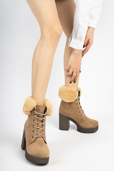 Moda Değirmeni Γυναικείες μπότες με ψηλή σόλα Md1098-116-0001