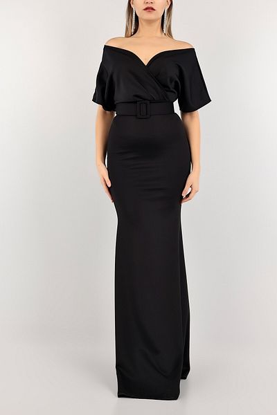 Secret Passion Lingerie i Rochie lungă din țesătură de scuba flexibilă cu tăietură pește Rochie de seară cu curea și rochie de absolvire 686 582099