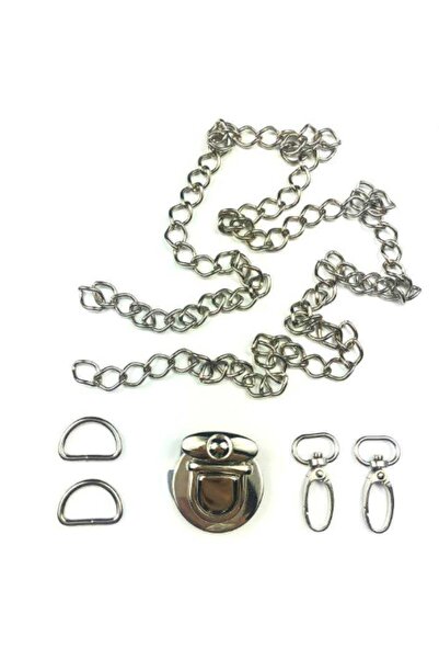 Aklar Çanta طقم حقيبة - 2 خطاف - 2 حلقة على شكل حرف D - سلسلة 100 سم - 1 قفل ...