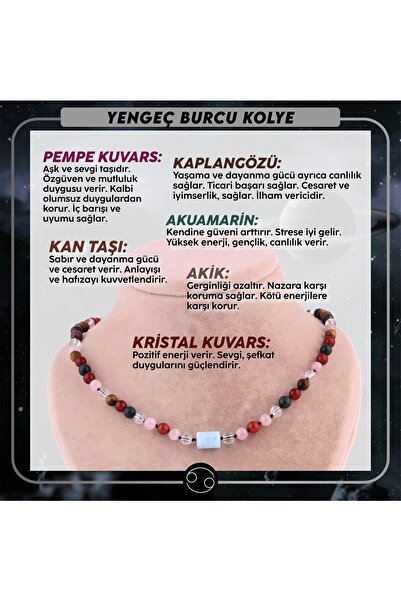 OSMANLI DOĞAL TAŞ Yengeç Burcu Kolye - Selenit,mavi Akik,kan Taşı , Dumanlı K...