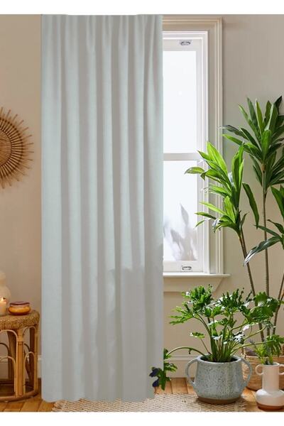 TülEvi Satin Sunshade Curtain White Ecru Cream