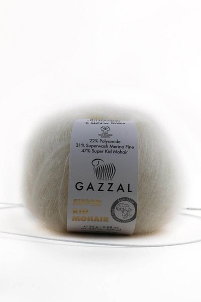 Gazzal Super Kid Mohair - 25g 78% Wool-Pa Blend Natural Dress Yarn 64414