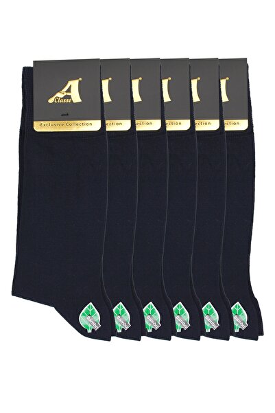 A CLASSE Pack of 6 Thin Bamboo Navy Blue Plain Men's Socks