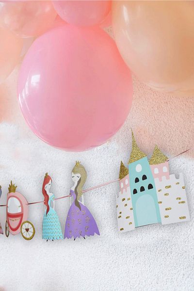 Big Party Ασημένιο πανό με θέμα Princesses με τρόλεϊ και τρόλεϊ 10 τεμαχίων