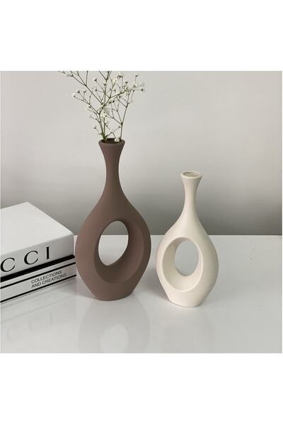 stilinbu Βάζο Bohemian Ceramic Hitite 2' - H2530 Καφέ/Ασπρόμαυρο