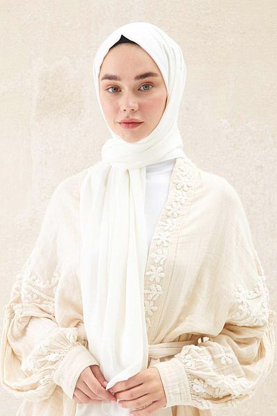 KASVA DERİ Larissa Scarf - Medina White Silk Shawl