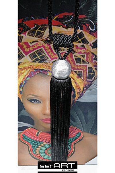 serART Perdele Fon Perdele cu două pieptene Seria Dolunay Braçhol Negru Argintiu