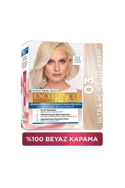 L'Oreal Paris Excellence Pure Blond Saç Boyası - 03 Ultra Açık Küllü Sarı