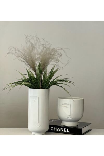 Şirin Hobi Dünyası Seramik Yüz Vazo Takım