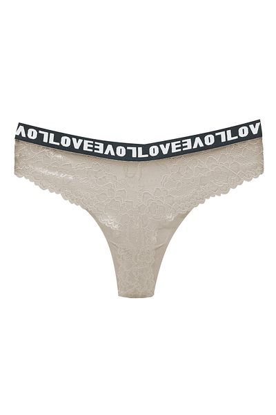 HNX Γυναικεία εσώρουχα εκρού Love Rubber βαμβακερή δαντέλα πίσω στρινγκ