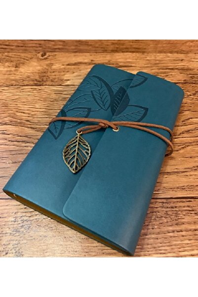 MOBGİFT Yaprak Tasarımlı Retro Deri Defter + Kalem Hediyeli