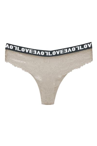 HNX Pachet de 2 chiloți de damă din bumbac elastic Love cu dantelă la spate