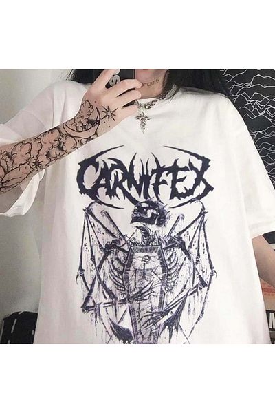 Köstebek Gothic Carnifex The Script Λευκό μπλουζάκι Unisex
