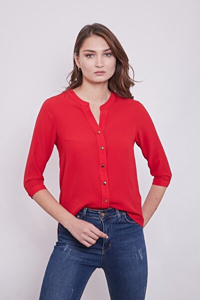 JvLİLY Kadın Gömlek Kırmızı 5001