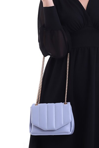 Bagzone Geantă de umăr cu lanț cu broderie albastră pentru femei