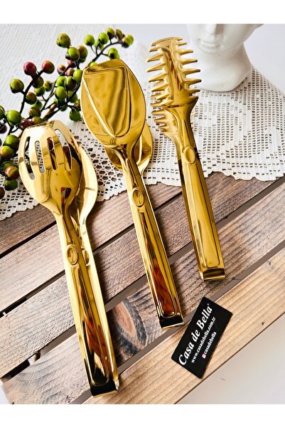 CASA DE BELLA Gold 8 Piece Luxury Service Set and Tongs Service Set