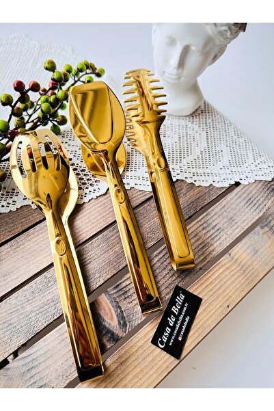 CASA DE BELLA Gold 8 Piece Luxury Service Set and Tongs Service Set