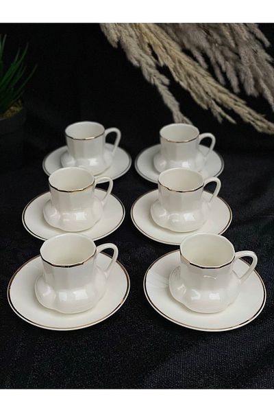 Kosova New Bone 6-Piece White Coffee Cup Set Byz-001