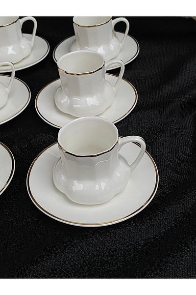 Kosova New Bone 6-Piece White Coffee Cup Set Byz-001