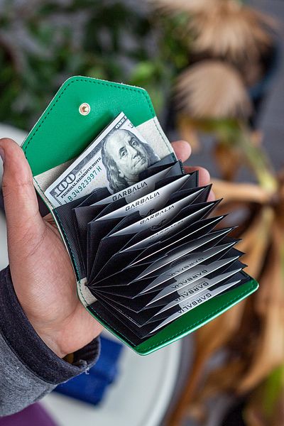 Garbalia Lviv Vegan Leather Accordion Green Women's Wallet Card Holder