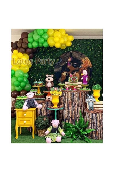 LOTUS PARTY 100 части - Комплект верижки с балони на тема Маша и Мечока - (ка...