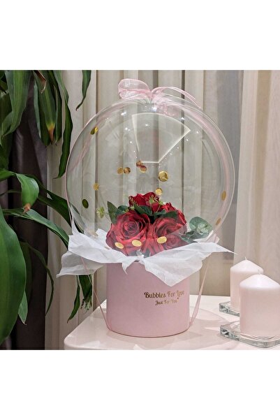 Aynı Gün Sende Dekoratif Kutuda Balon Içerisinde Gül Buketi Kız Isteme Çiçeği...