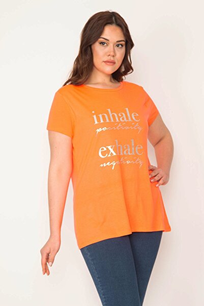 Şans Women's Large Size Colorful Lame Printed Blouse 65n24171