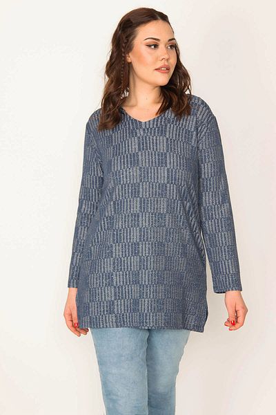 Şans Plus Size Tunic - Blue - Regular fit