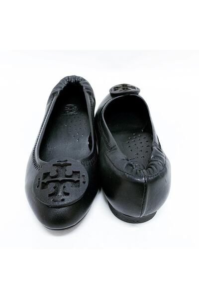 stok83 Women's Black Genuine Leather Ballerinas