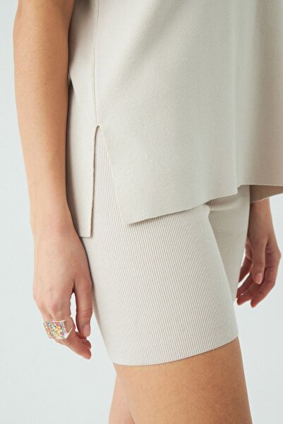 JU Μπεζ ψηλόμεσο ποδηλατικό σορτς