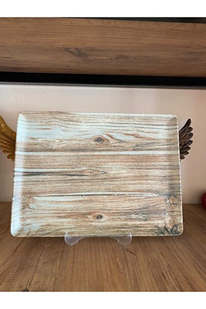 ZAGİ Ahşap Görünümlü Büyük Boy Servis& Sunum Tepsisi 35x26 Cm