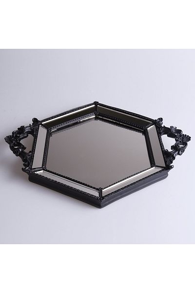 Selim Hexagonal Mirrored Tray Black