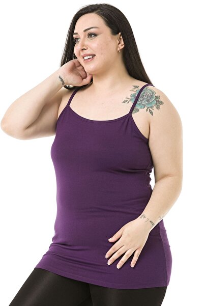 DISENTIS MODEST Large Size Viscose Plum Body with Rope Strap