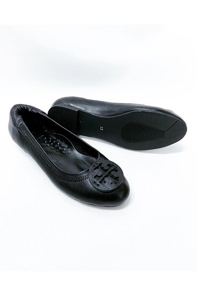 stok83 Dámské černé baleríny z pravé kůže