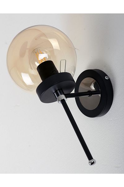 MŞ Aydınlatma Tokyo Black Chrome Honey Glass Sconce